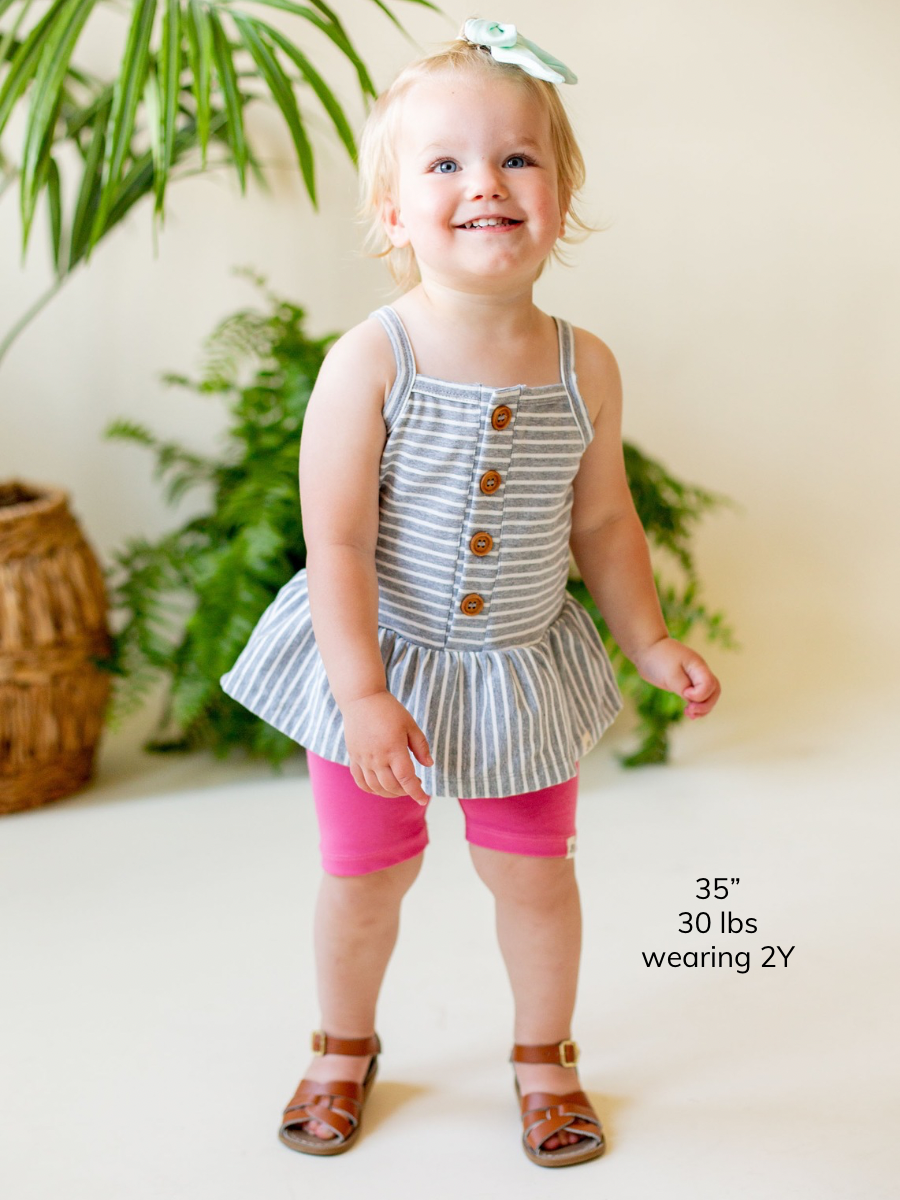 Stone Stripe Button Peplum Tank