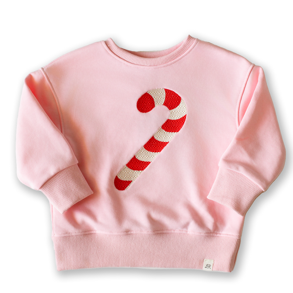 Gumdrop Candy Cane Embroidered Patch Crewneck