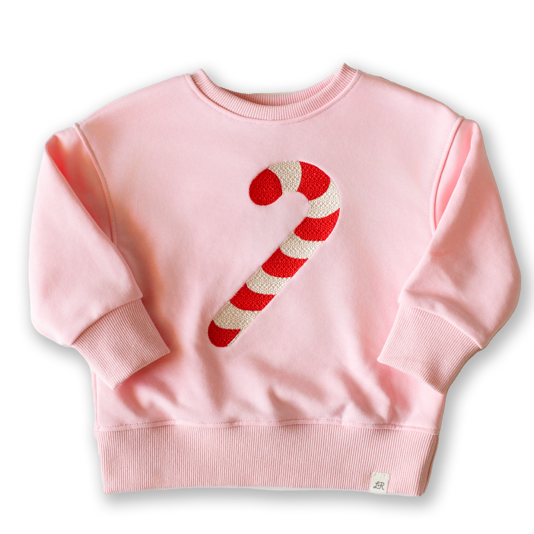 Gumdrop Candy Cane Embroidered Patch Crewneck