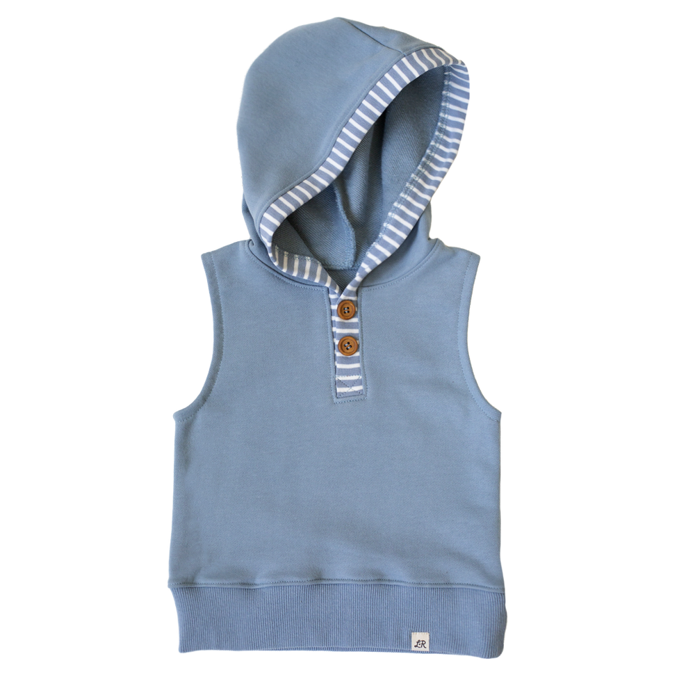 Carolina Blue Sleeveless Button Hoodie