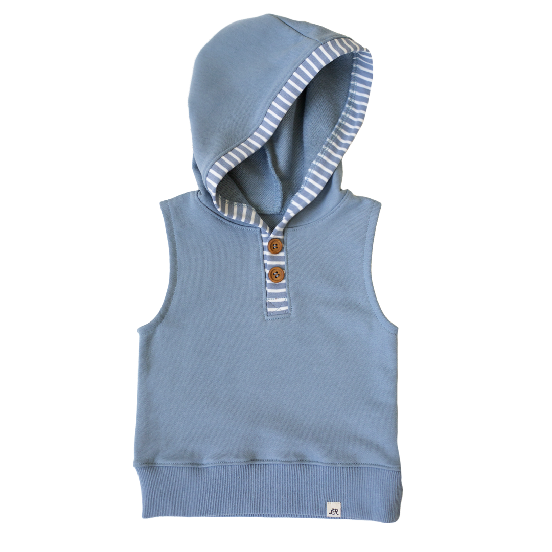 Carolina Blue Sleeveless Button Hoodie