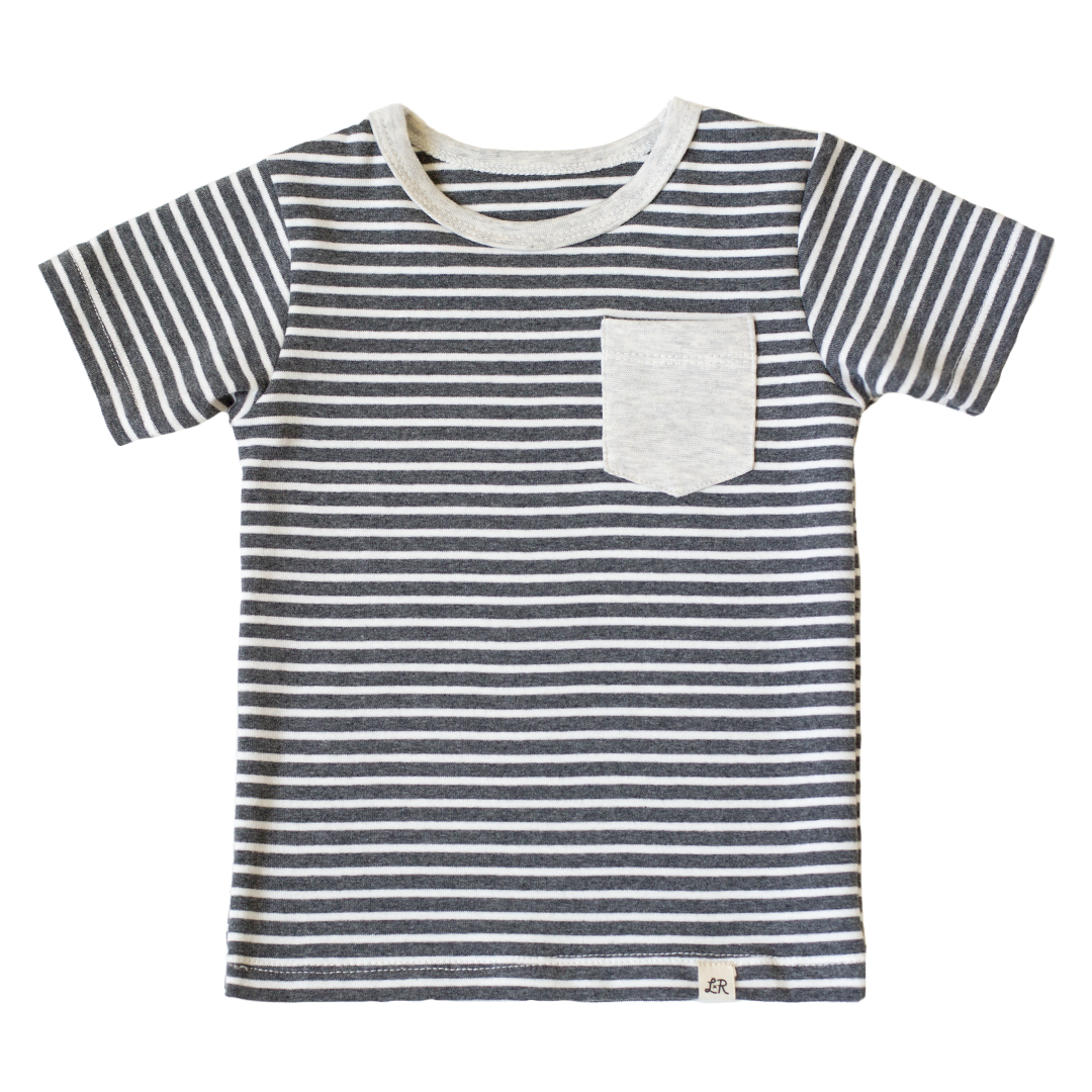 Charcoal Stripe Short Sleeve Pocket Shirt