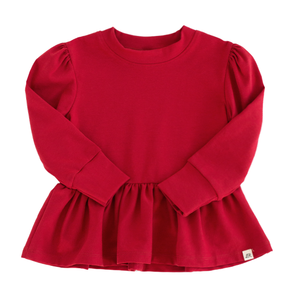 Cranberry Puff Sleeve Peplum Sweater
