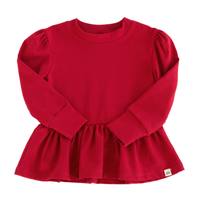 Cranberry Puff Sleeve Peplum Sweater