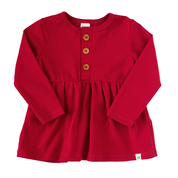 Cranberry Long Sleeve Button Peplum