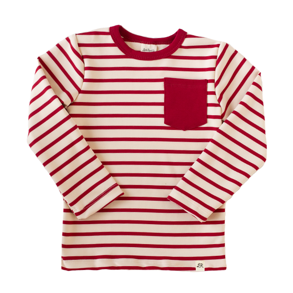 Cranberry Stripe Long Sleeve Pocket Shirt