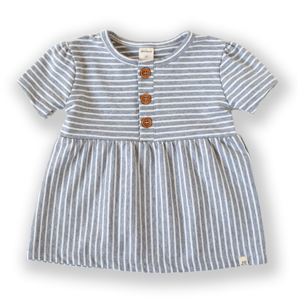 Stone Stripe Short Sleeve Button Peplum