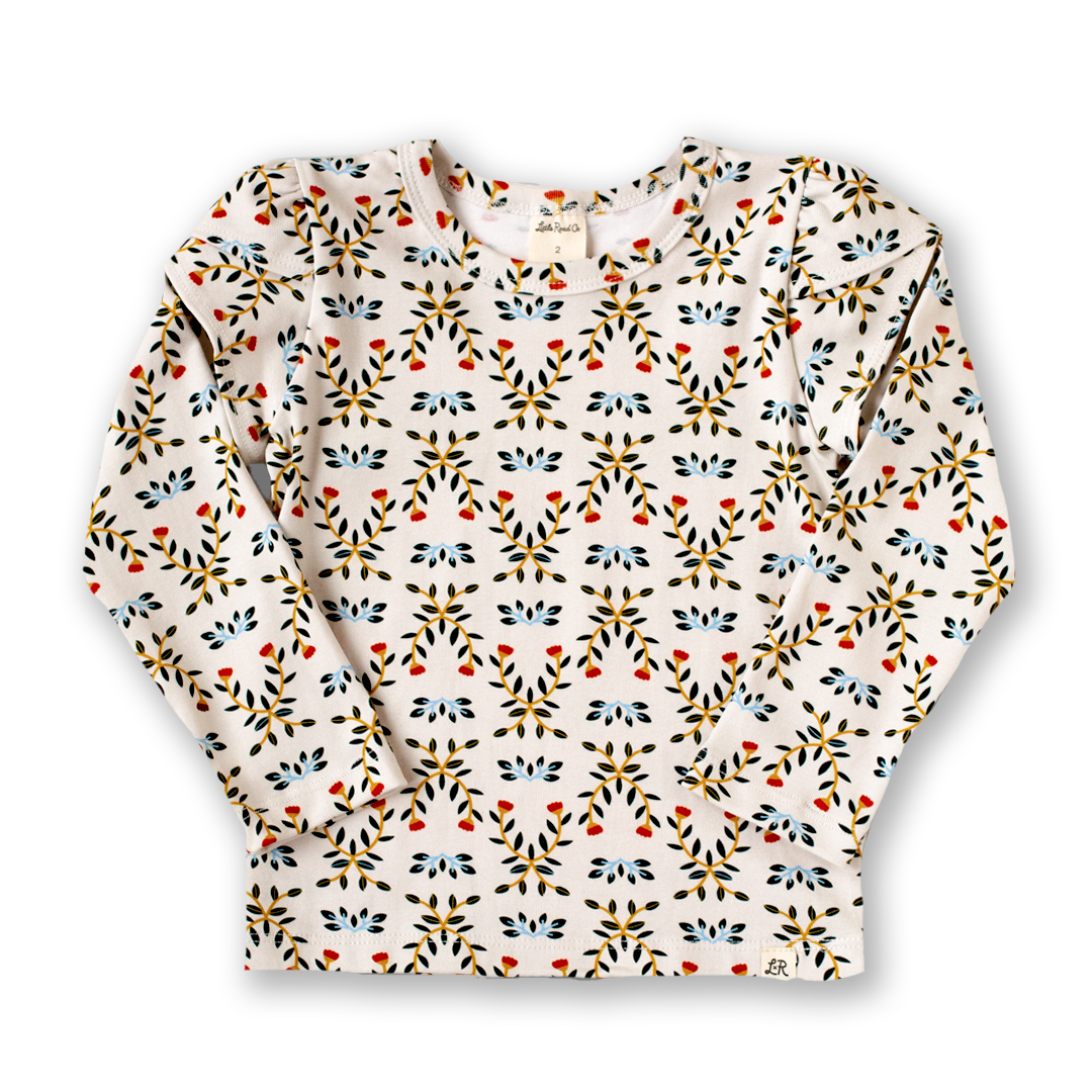 Winter Bloom Floral Long Sleeve Petal Top