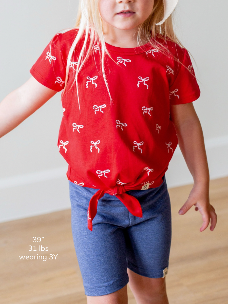 Heritage Bow Print Short Sleeve Tie Top