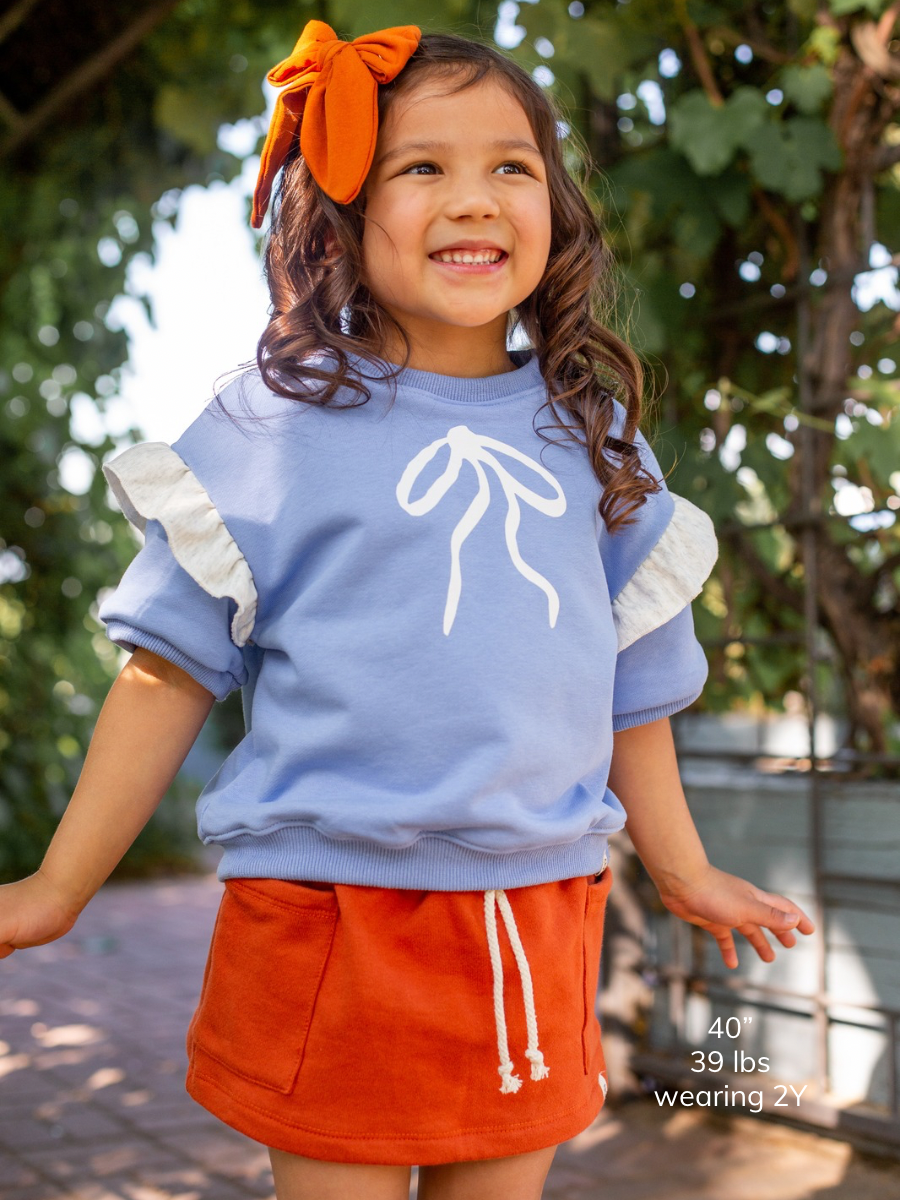 Bluebell Short Sleeve Ruffle Drop Shoulder Crewneck