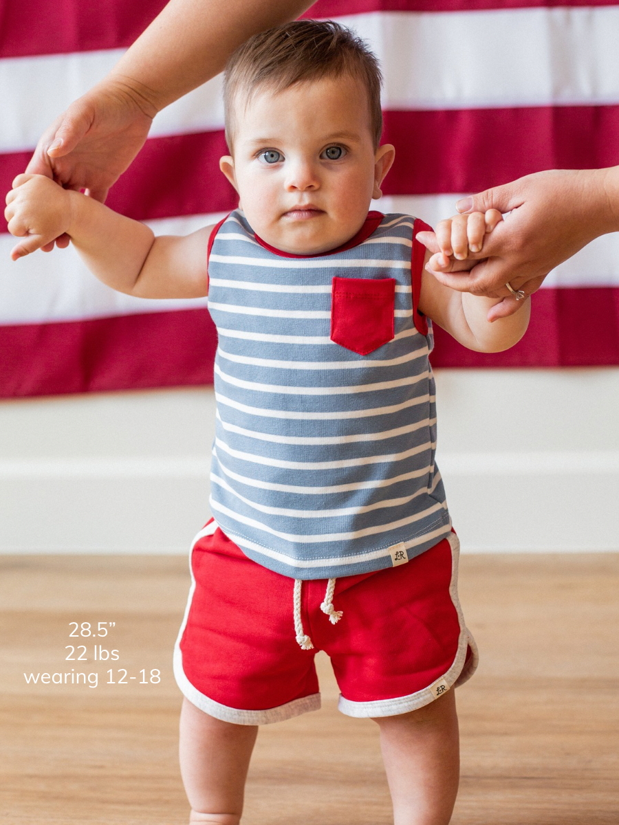 Carolina Blue Stripe and Valor Pocket Tank