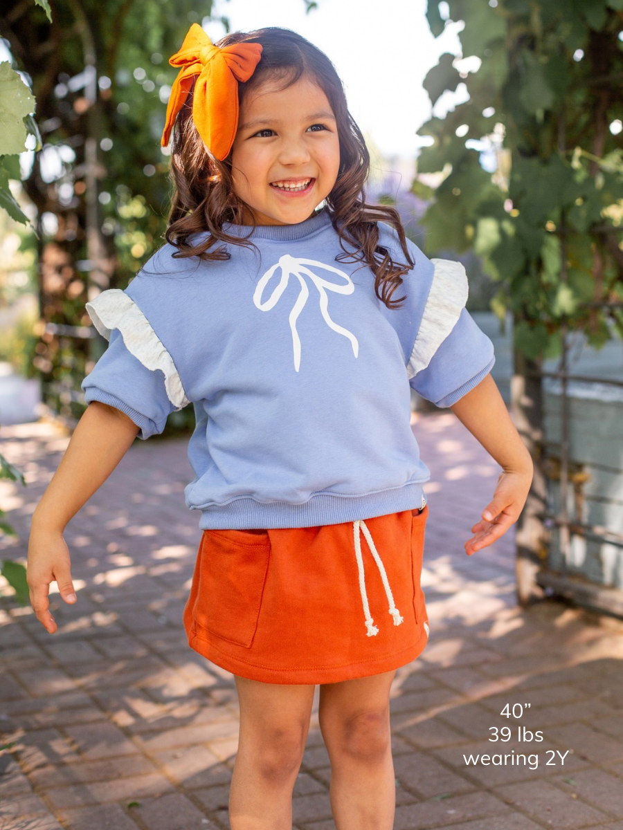 Bluebell Short Sleeve Ruffle Drop Shoulder Crewneck