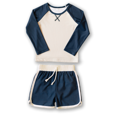 Navy & Cream Rashguard Swim Set