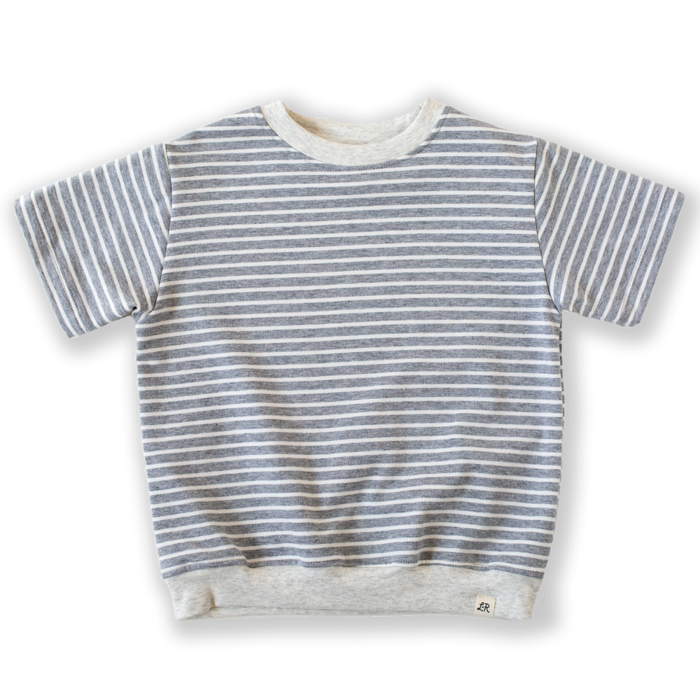 Stone Stripe Short Sleeve Drop Shoulder Crew