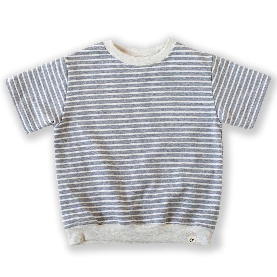 Stone Stripe Short Sleeve Drop Shoulder Crew