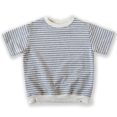 Stone Stripe Short Sleeve Drop Shoulder Crew