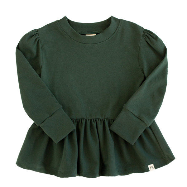 Evergreen Puff Sleeve Peplum Sweater