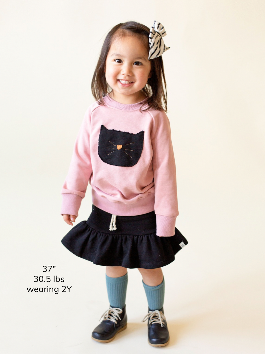 Tea Rose Cat Patch Crewneck