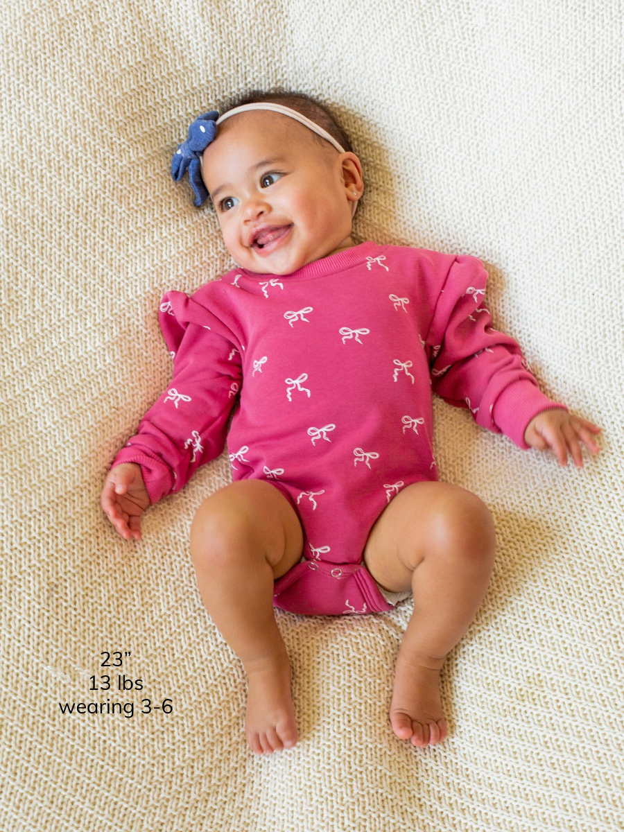 Posy Bow Print Puff Sleeve Bubble Romper