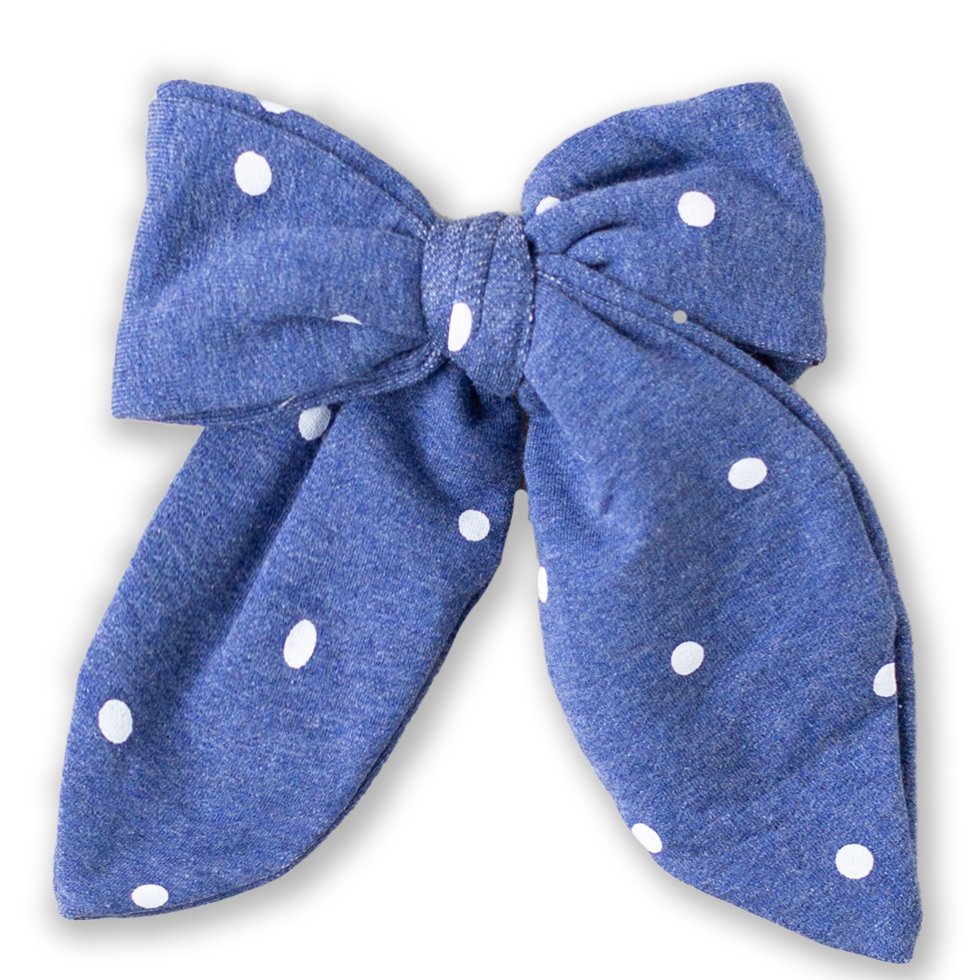 Denim Dot Oversized Bow