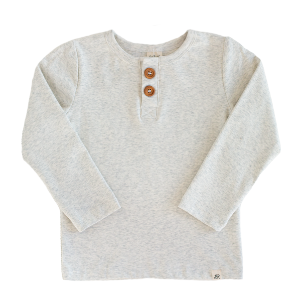 Heathered Cream Long Sleeve Button Shirt