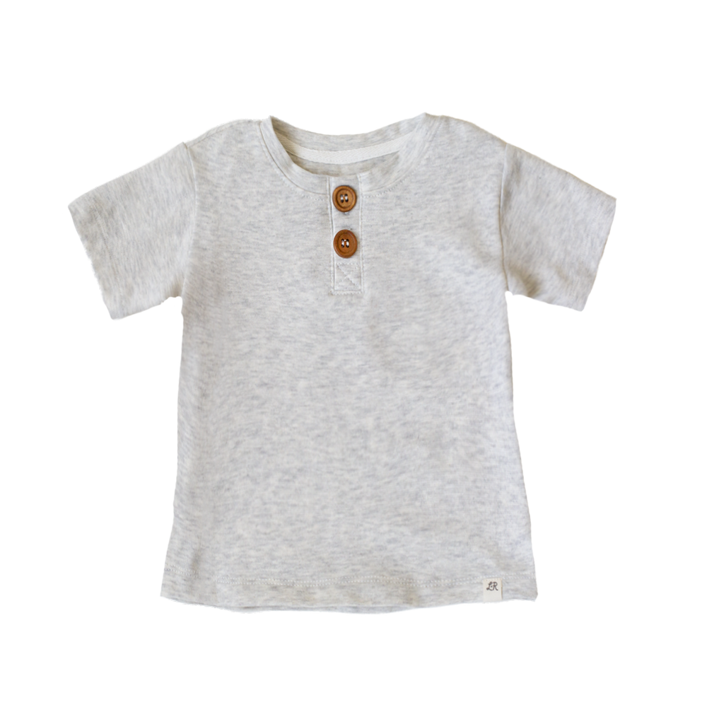 Heathered Cream Short Sleeve Button Shirt