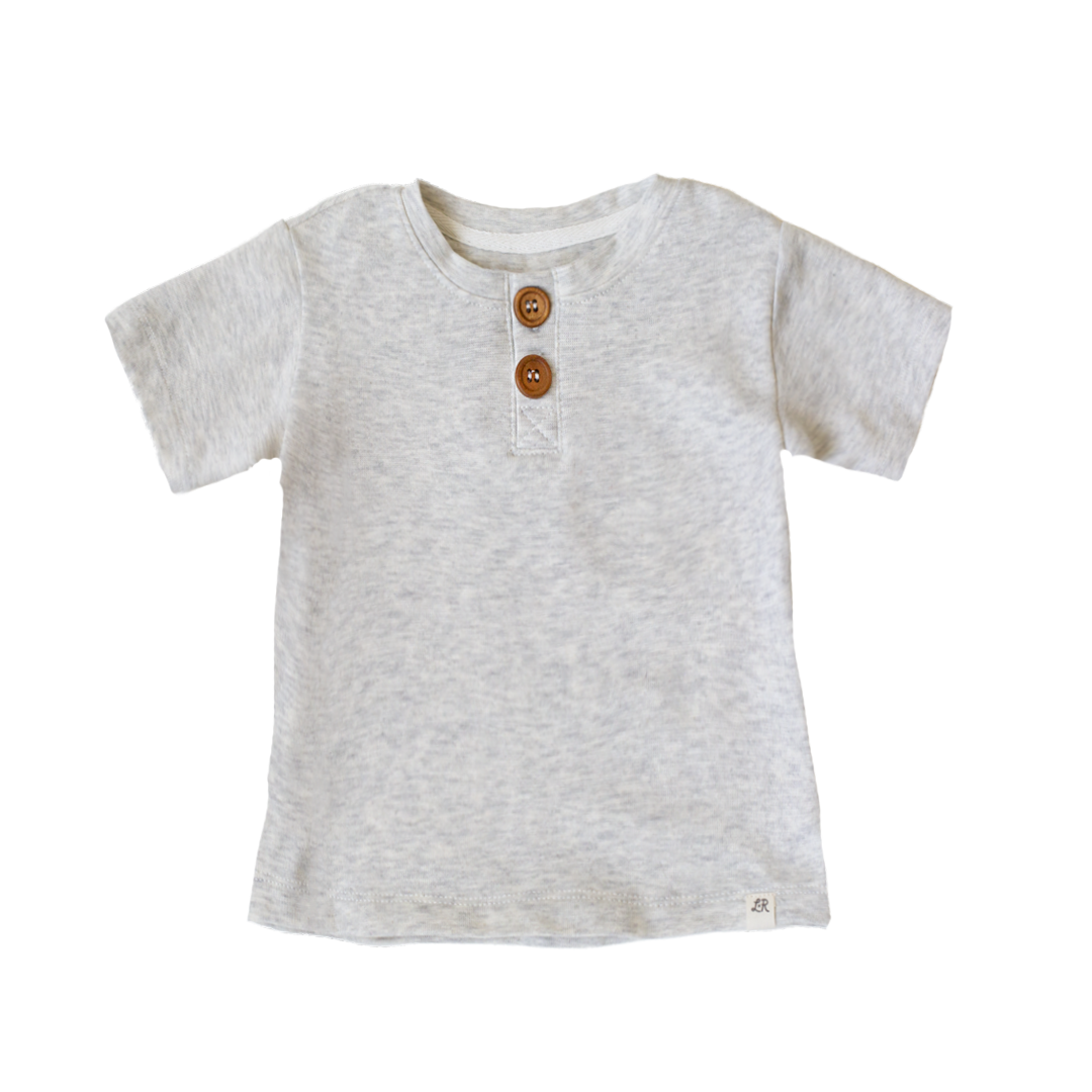 Heathered Cream Short Sleeve Button Shirt
