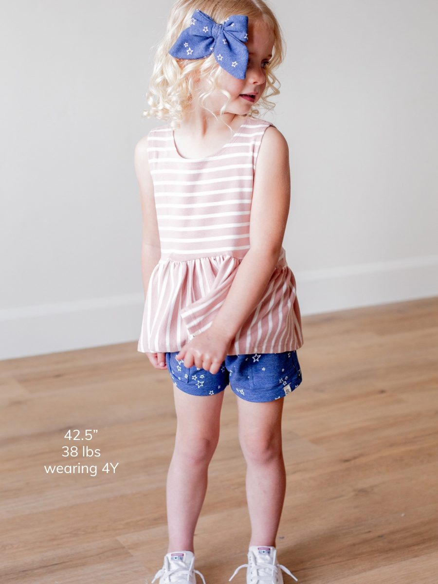 Denim Star Print Medium Bow