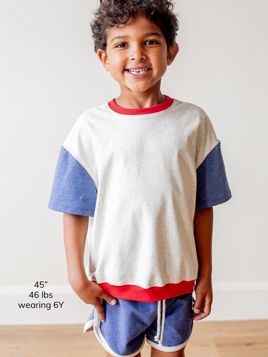 Heritage Colorblock Short Sleeve Drop Shoulder Crew