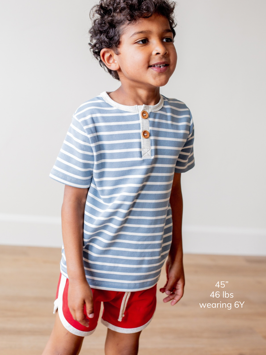 Carolina Blue Stripe Short Sleeve Button Shirt