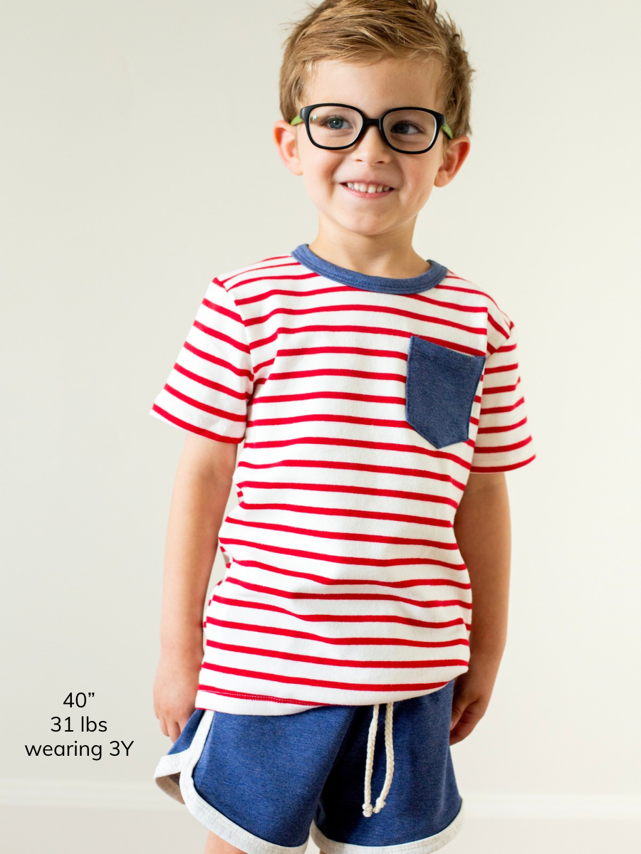 Valor Stripe and Denim Short Sleeve Pocket Shirt