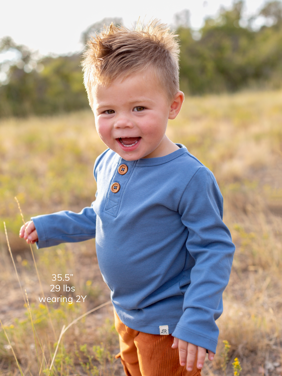 Pacific Blue Long Sleeve Button Shirt