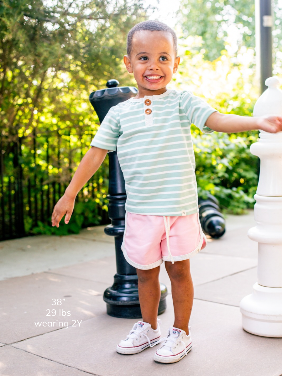 Seafoam Stripe Short Sleeve Button Shirt