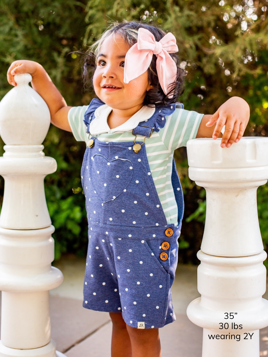 Denim Dot Short Flutter Overalls
