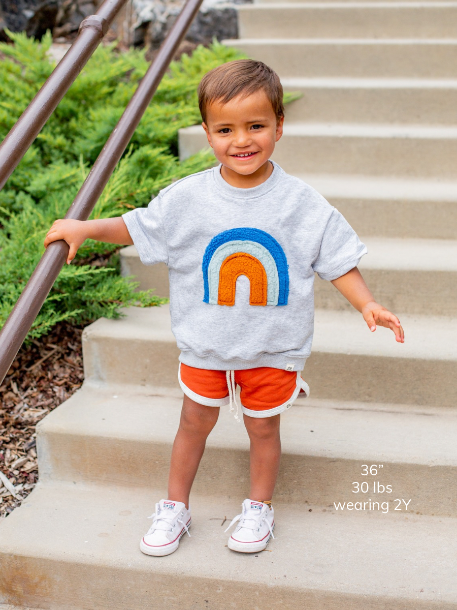 Rainbow Patch Short Sleeve Drop Shoulder Crew