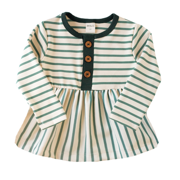 Lakeshore Stripe Long Sleeve Button Peplum
