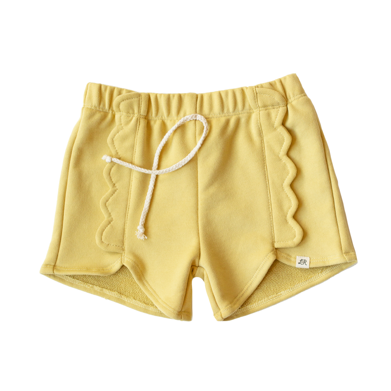 Lemon Scallop Retro Ruffle Shorts
