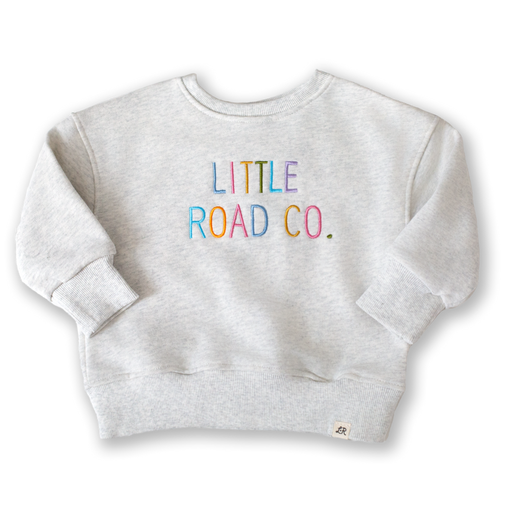 Little Road Heathered Cream Drop Shoulder Crewneck