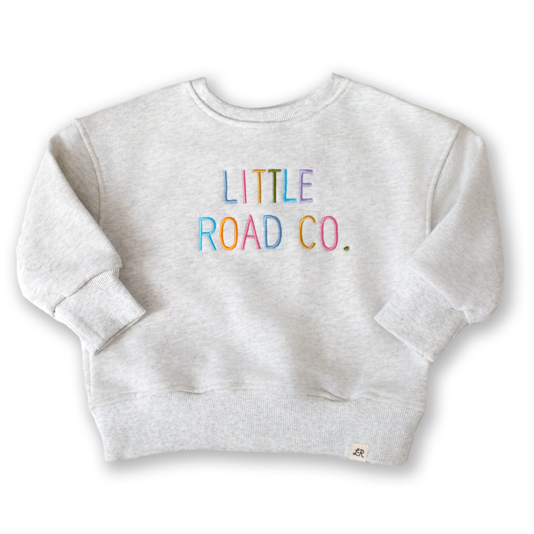 Little Road Heathered Cream Drop Shoulder Crewneck