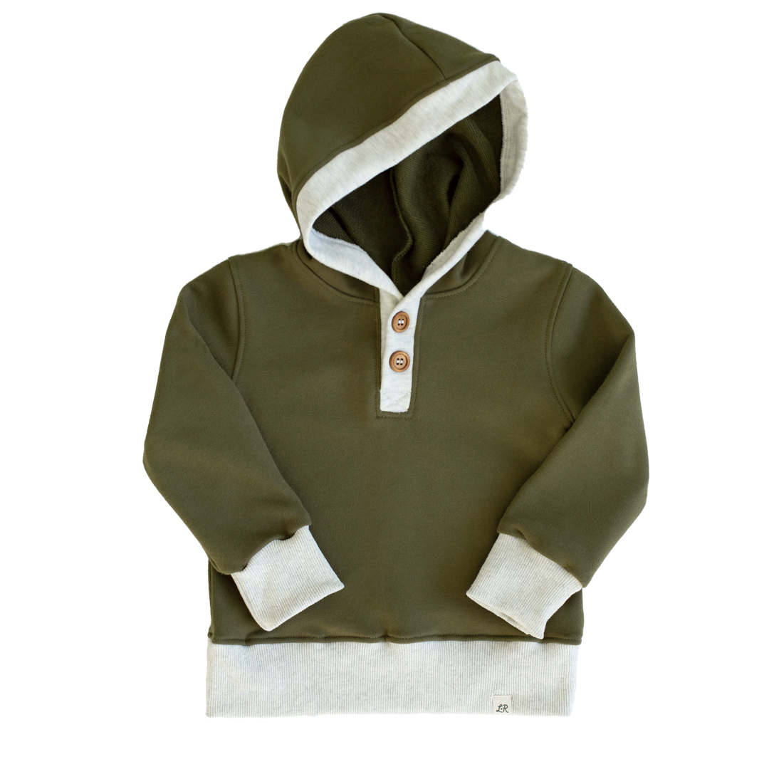 *Backorder* Olive Button Hoodie