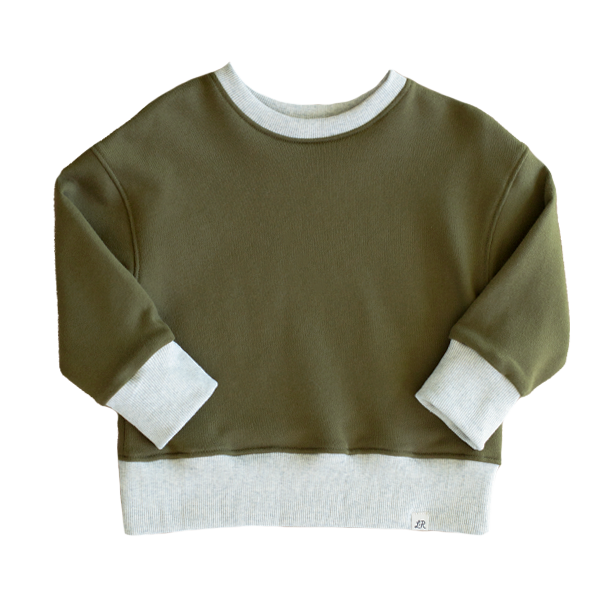 Olive Drop Shoulder Crewneck