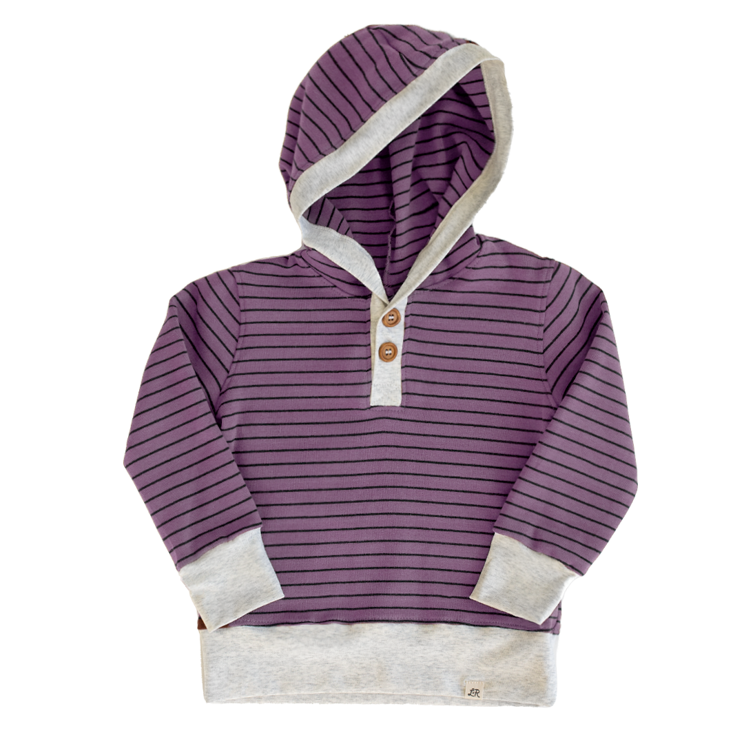Orchid Stripe Button Hoodie