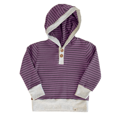 Orchid Stripe Button Hoodie