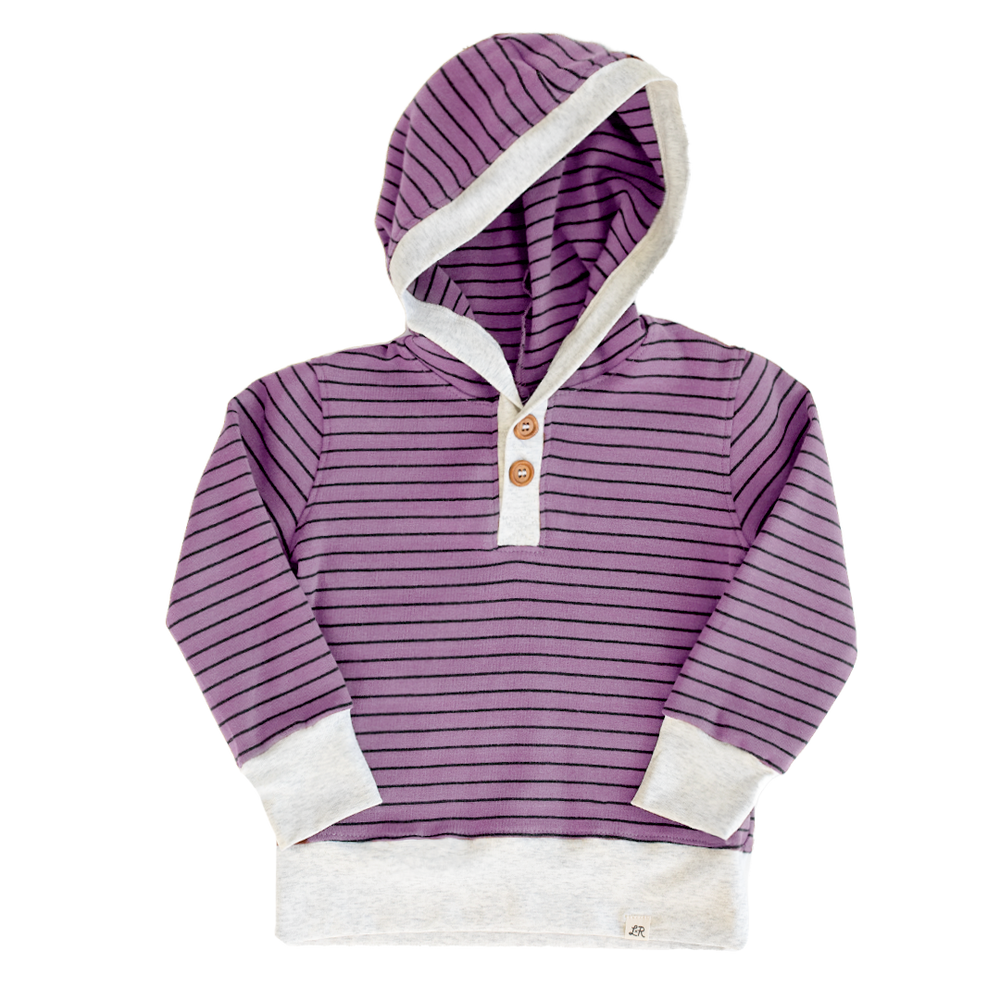 Orchid Stripe Button Hoodie