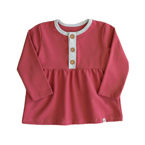 Rhubarb Long Sleeve Button Peplum