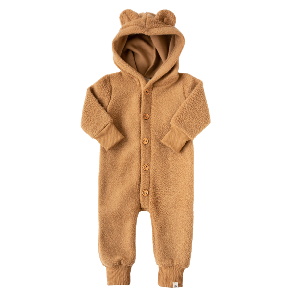 Wheat Sherpa Bear Ear Romper