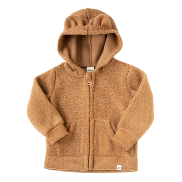 Wheat Sherpa Bear Ear Zip Hoodie