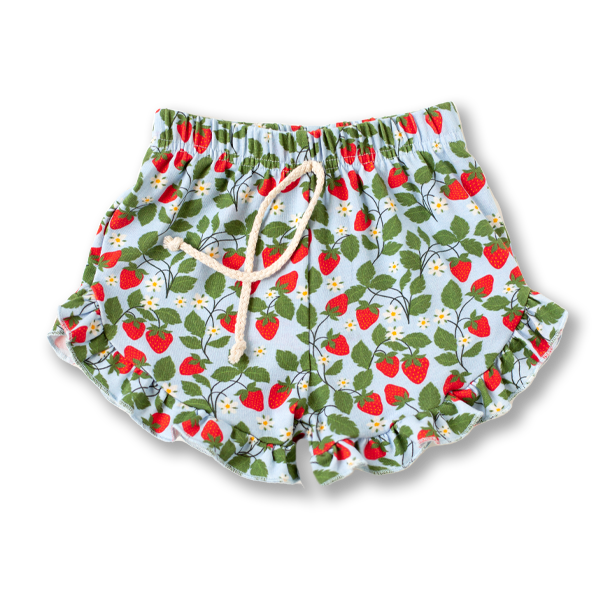 Strawberry Print Puddle Shorts