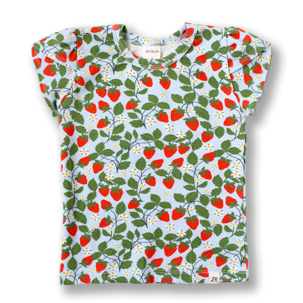 Strawberry Print Petal Sleeve Top