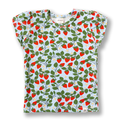 Strawberry Print Petal Sleeve Top